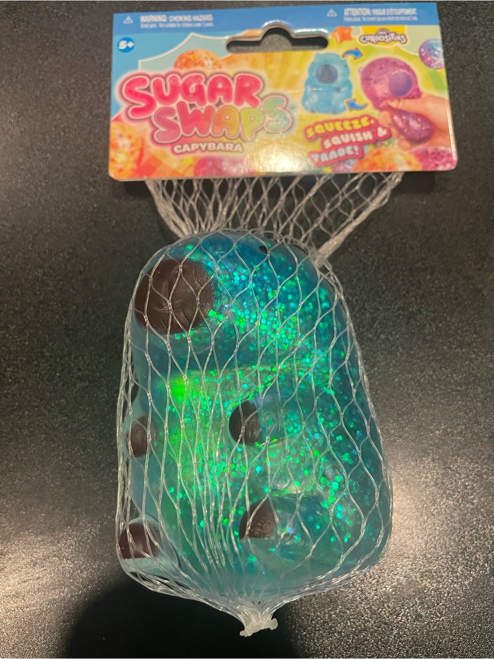 Capybara Glitter Squeeze Toy - Blue/Green